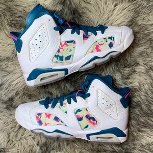 Retro air Jordan 6 VI white green pink 4 5.5